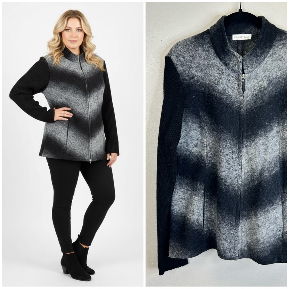 Wool Ombré Shacket Size 1X Sweater Cardigan Jacket Outdoor Boho‎ Mobwife Coat